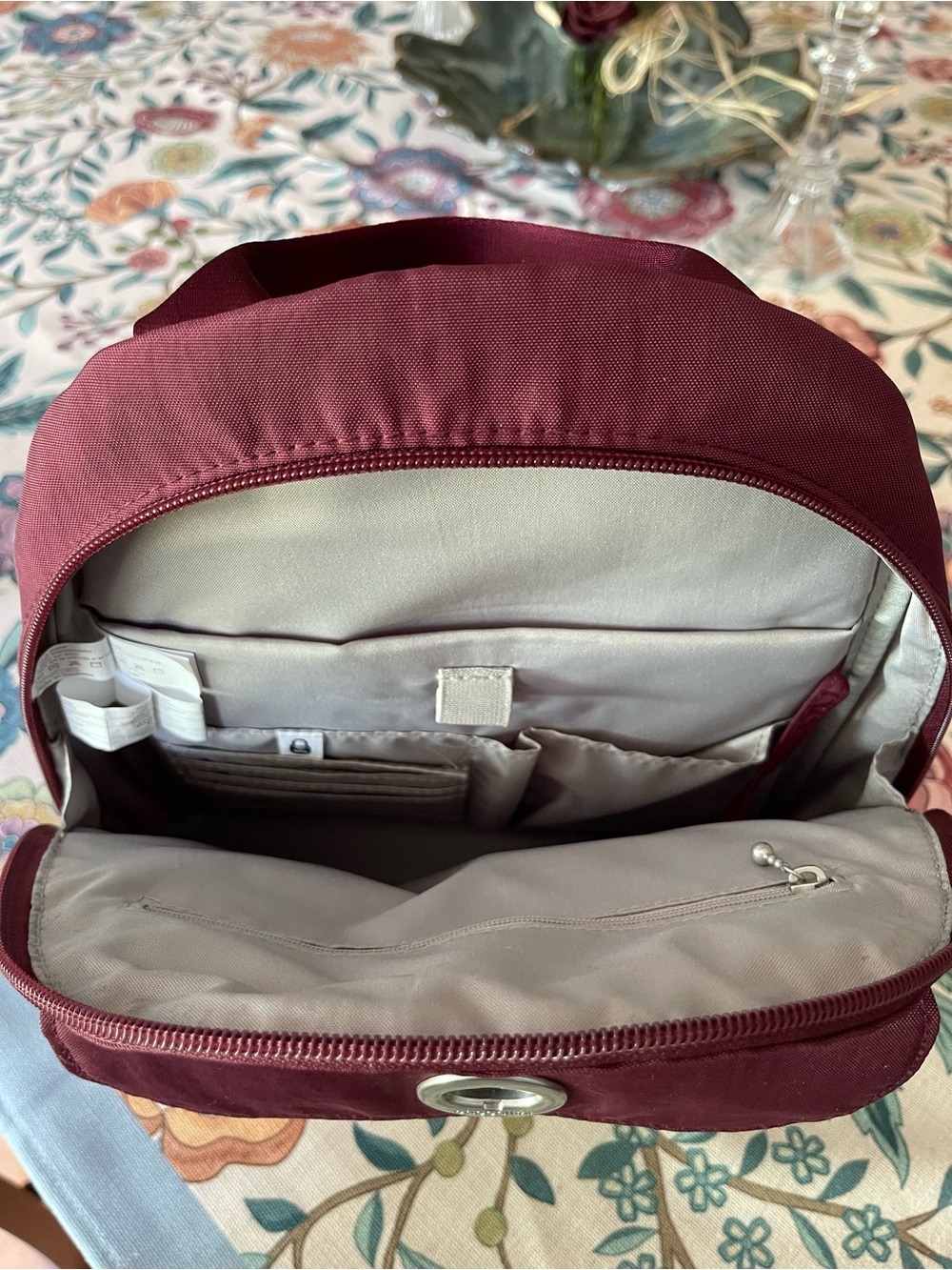 Baggallini Burgundy Compact Backpack with Front Turn-Lock - Picture 5 of 9